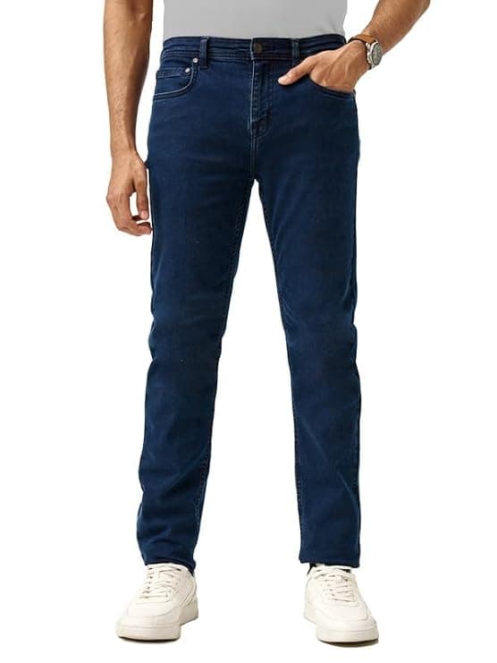 The Pant Project slim fit stretch jeans front view in Indigo