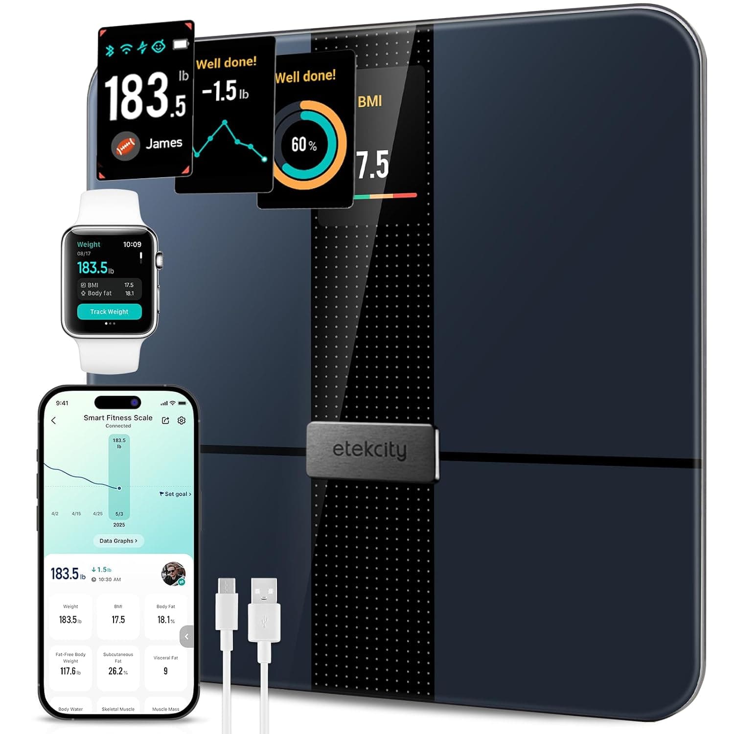 Eufy Smart Scale C1 front view in black
