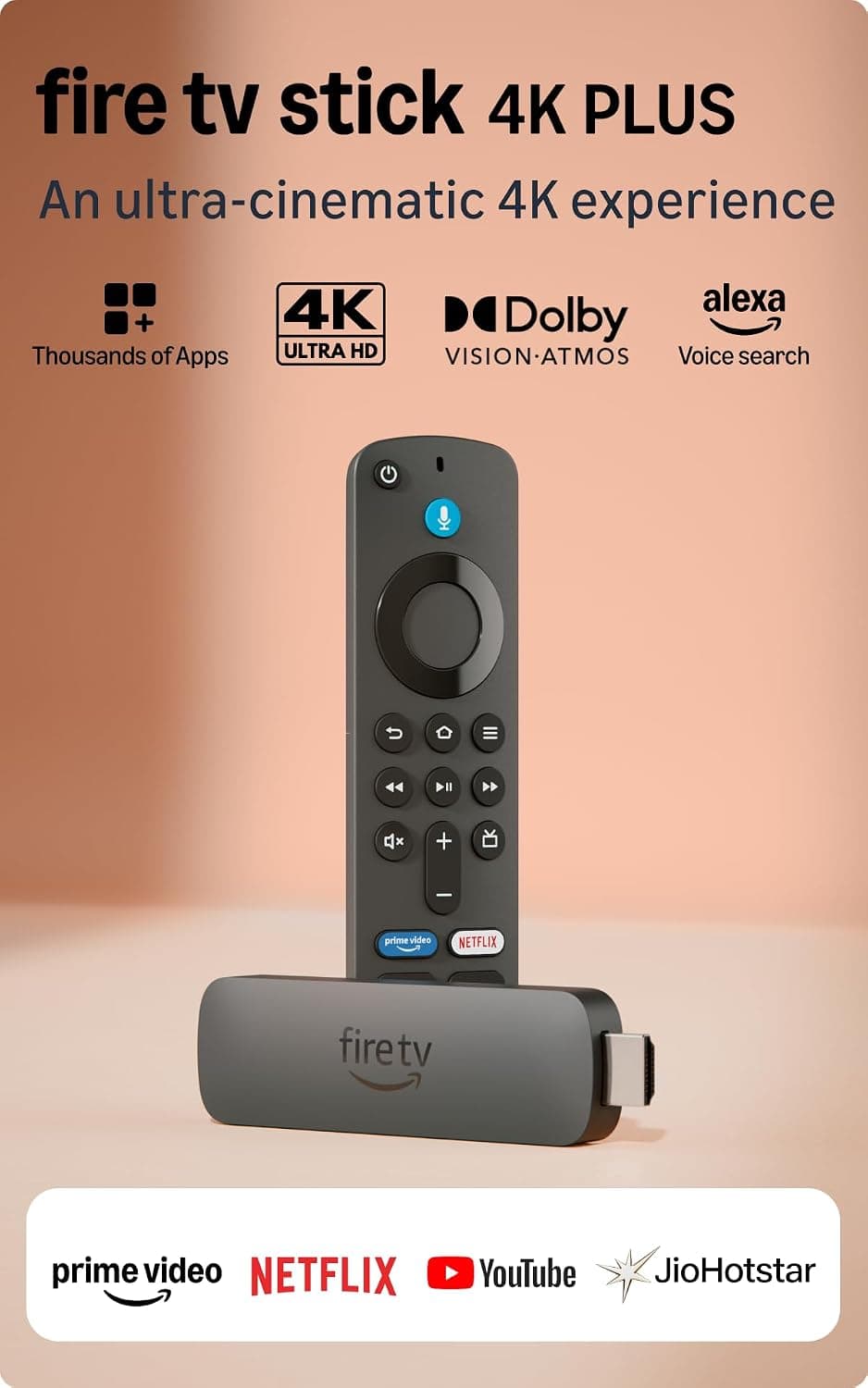 Amazon Fire TV Stick 4K Plus with Alexa Voice Remote, Dolby Vision/Atmos