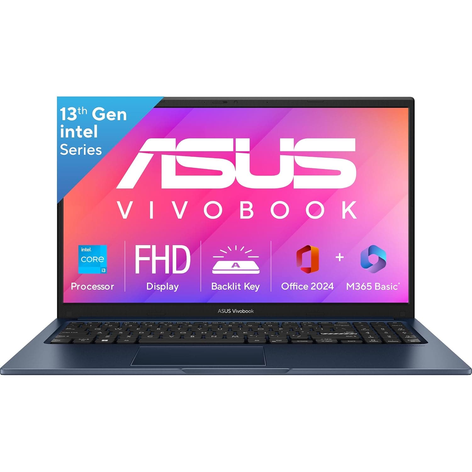 ASUS Vivobook 15 Quiet Blue front view with display open