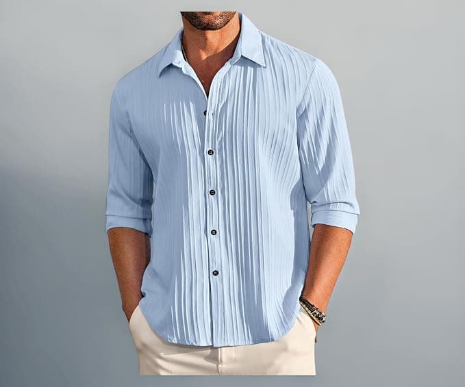 DEELMO Linen Shirt front view